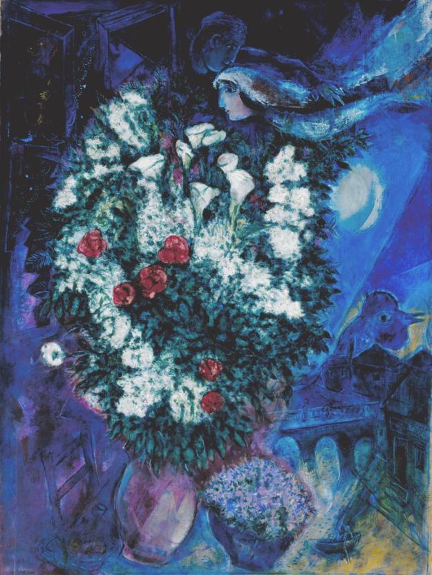 Bouquet with Flying Lovers c.1934-47 by Marc Chagall 1887-1985